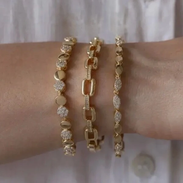 pulseira riviera bolinhas lisas e cravejadas