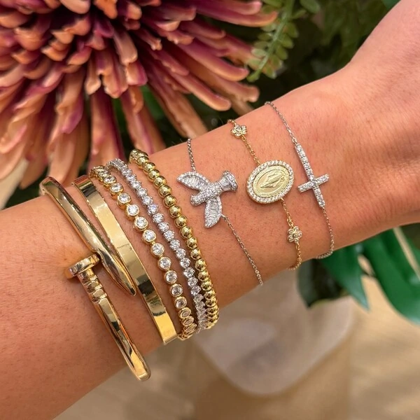 Bracelete liso polido aberto regulável ouro18k