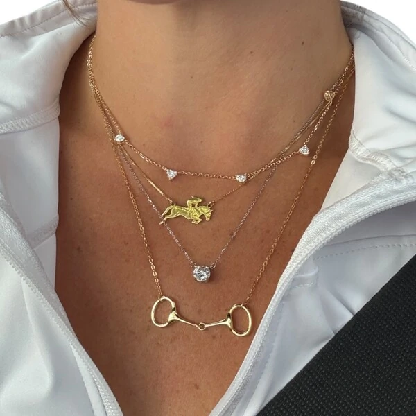 Colar joia horse girl salto prata925 ouro18k