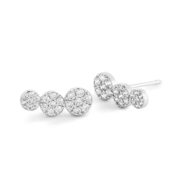Brincio mini ear cuff três esferas cravejadas crescentes  