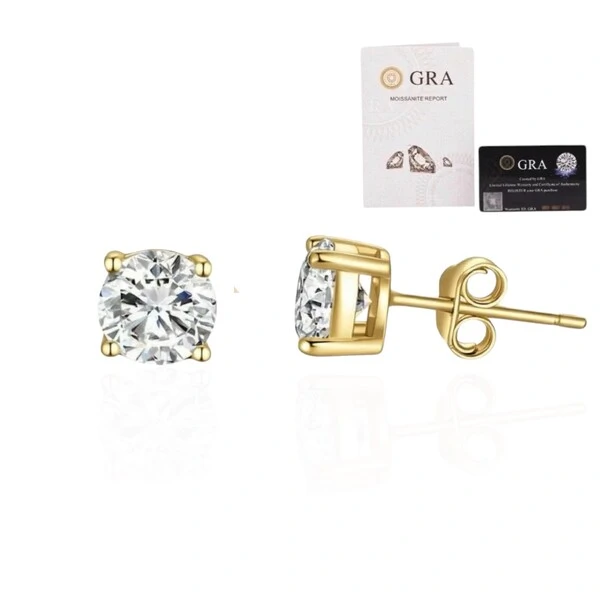 Brinco joia solitário moissanite 1.92ct (6.5mm) prata925