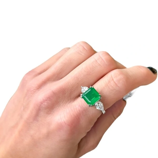 Anel luxo joia quadrado com trillion prata925