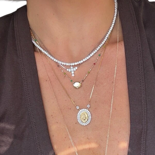 Colar joia divino espirito santo moissanite 5.6ct (1cm4mm por 1cm2mm) prata925