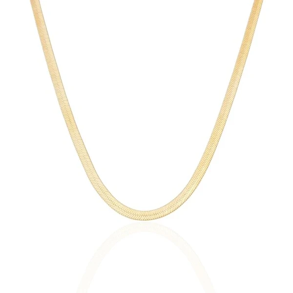 Colar gargantilha malha fita 3mm delicada ouro18k