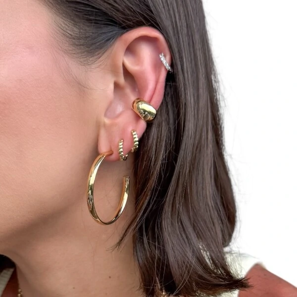 Brinco argola lisa basic 3cm8mm ouro18k