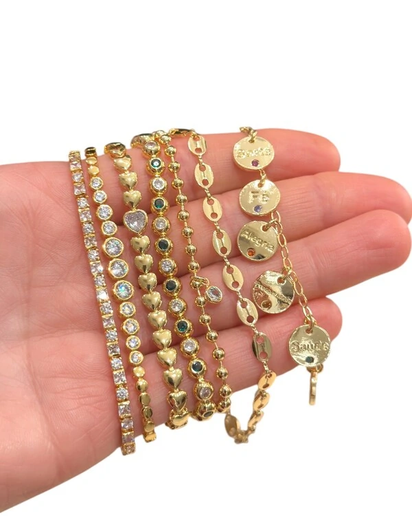 Pulseira joia medalhas desejo com significado ouro18k