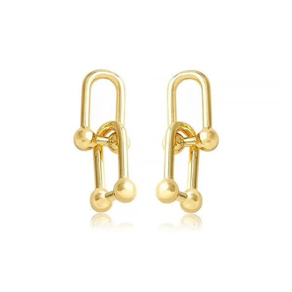 brinco argola dois elos lock retangular