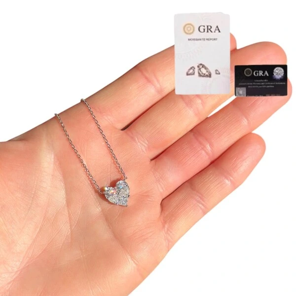 Colar coração illusion moissanite 1cm 1.16ct prata925