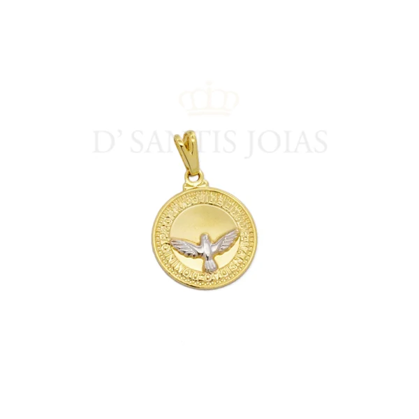 Pingente Medalha com divino Ouro