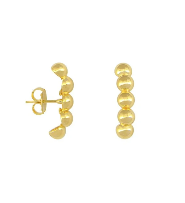 brinco ear hook bolinhas ouro18k