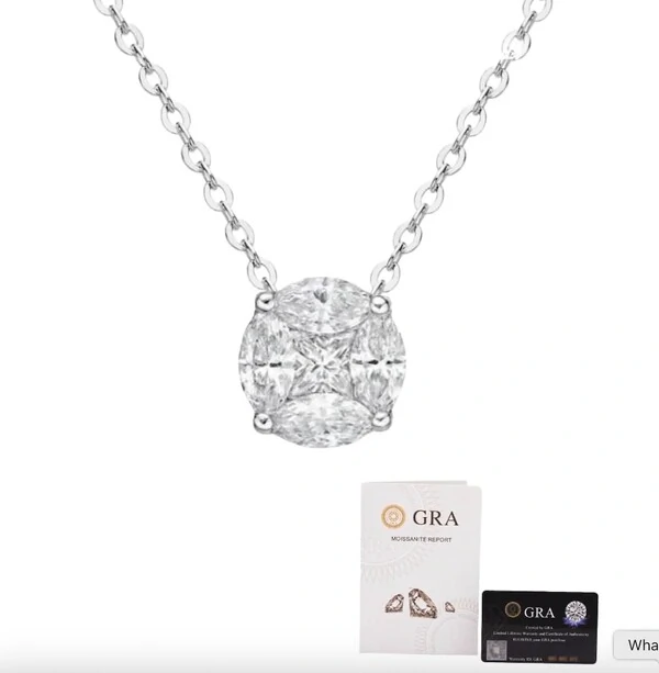 Colar joia solitário ponto de luz illusion (invisible) 1.6ct Moissanite prata925