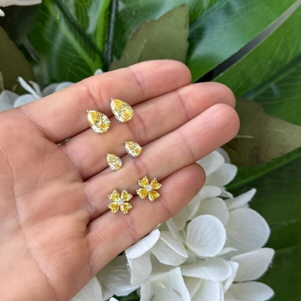 Brinco joia gota yellow fancy prata925