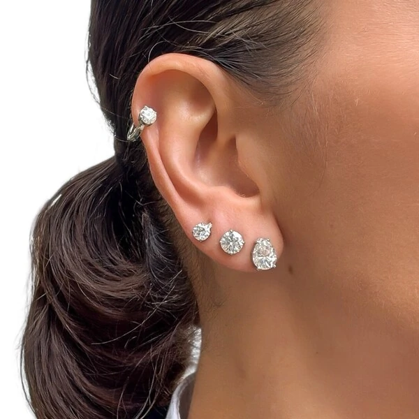 Brinco joia gota solitário com moissanite 3.44ct (7mm) prata925