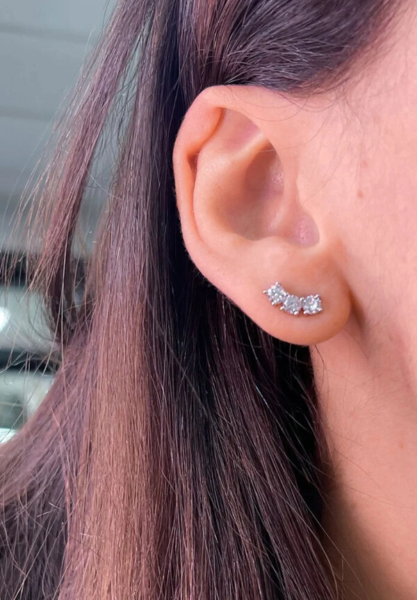Brinco ear cuff mini Solitarios Prata925