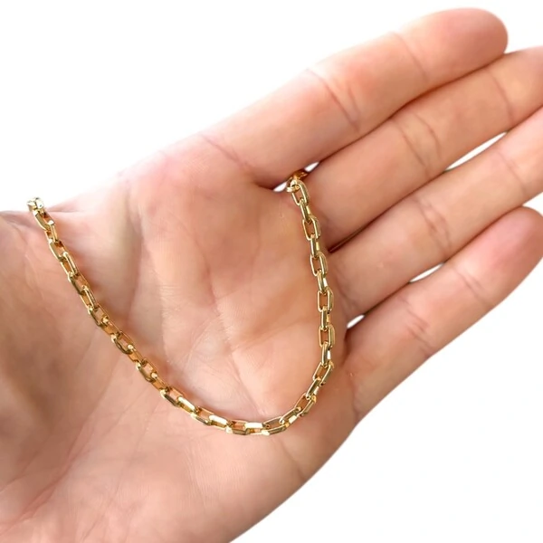 Colar e choker elos ovalados clássico ouro18k