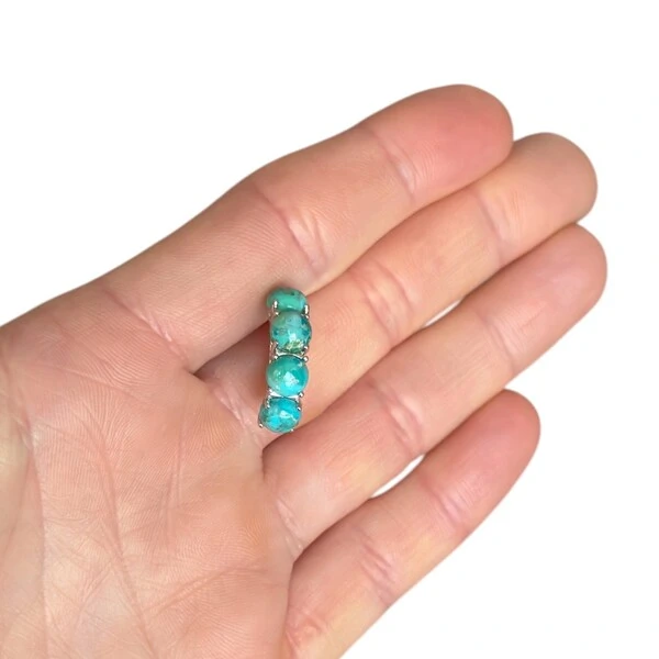 Brinco piercing de encaixe regulável turquesa natural prata925