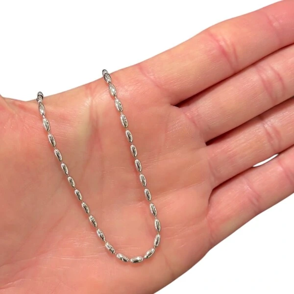 Colar corrente gominhos ovais rodio (escolha o tamanho)