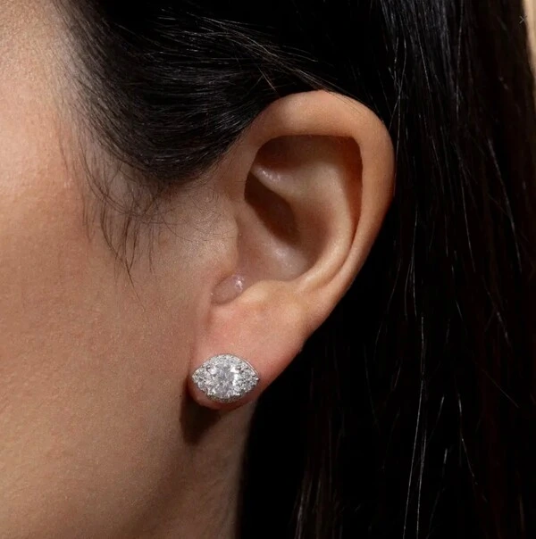 Brinco marquise com solitário central moissanite 1.6ct prata925