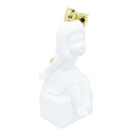 Escultura Decorativa Menina com Laços Dourados