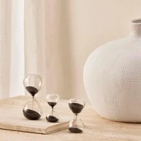 Trio de Mini-Ampulhetas de Vidro com Areia Preta