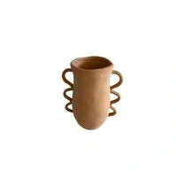 Vaso Decorativo em Cerâmica Terracota com Alças Onduladas
