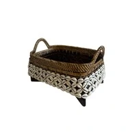 Cesto Decorativo em Rattan com Conchas