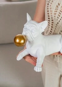 Escultura Decorativa Bulldog com Balão