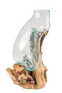 Centro de Mesa em Madeira e Vidro