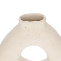 Vaso Decorativo em Cerâmica Off-White Vazado
