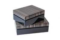 Caixa Decorativa em Vidro Preto, Bege e Dourado