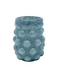 Vaso Decorativo em Vidro com Relevo de Bolas – Cinza Azulado