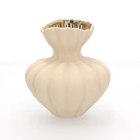 Vaso Decorativo em Cerâmica Off White e Dourado