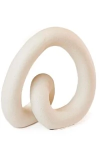 Escultura Decorativa Abstrata em Cerâmica Branca