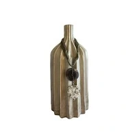 Vaso Decorativo em Cerâmica Cinza com Colar Artesanal em Pedra Natural