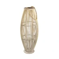 Lanterna em Rattan com Alça de Corda