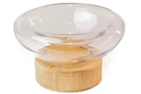 Centro de Mesa em Vidro com base em Madeira