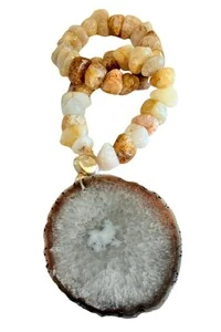 Colar Decorativo em Citrino e Chapa de Ágata