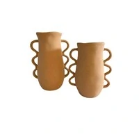 Vaso Decorativo em Cerâmica Terracota com Alças Onduladas