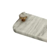 Bandeja de Mármore Branco com Alças em Cristal de Rocha Branco