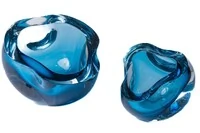 Vaso Decorativo em Vidro Azul Estilo Murano