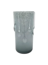 Vaso Decorativo em Vidro Transparente Cinza com Efeito de Gotas