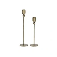 Kit Castiçais de Metal Bronze Escovado