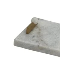 Bandeja de Mármore Branco com Alças em Metal e Bola de Mármore