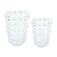 Vaso Decorativo em Vidro Fosco com Pastilhas Translúcidas