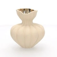 Vaso Decorativo em Cerâmica Off White e Dourado