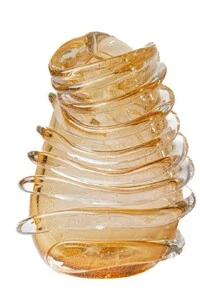 Vaso Decorativo em Murano Âmbar com Ouro 24K