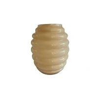 Vaso Decorativo em Vidro Creme com Relevo em Espiral