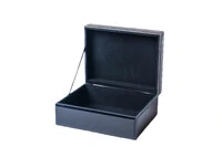 Caixa Decorativa em Vidro Preto, Bege e Dourado