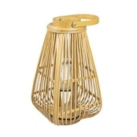 Lanterna em Rattan com Suporte de Vidro