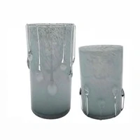 Vaso Decorativo em Vidro Transparente Cinza com Efeito de Gotas